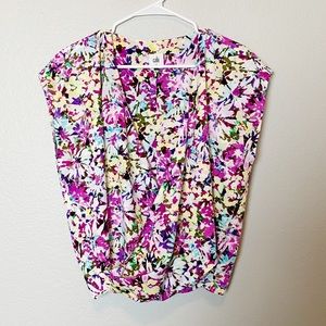 Cabi Eden Floral Crossover Wrap Blouse M 5211